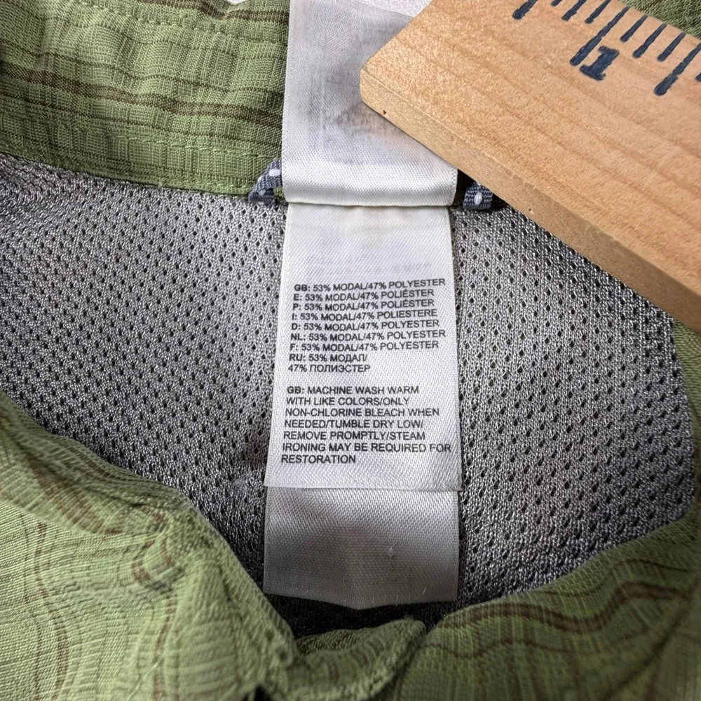 The North Face Mens XL Green Plaid Short Sleeve Button Down Hiking Shirt